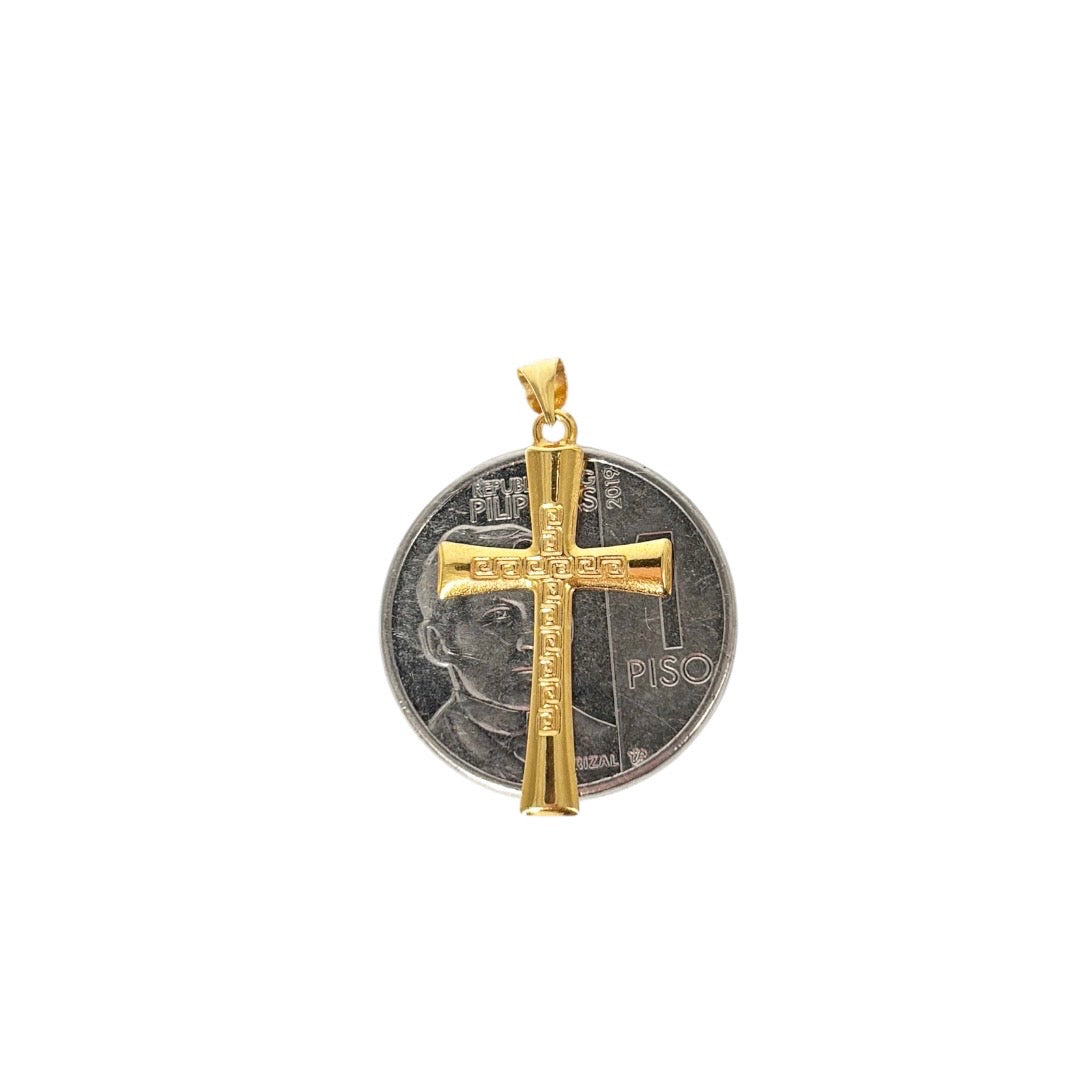18k Saudi Gold Foxtail Chain Makapal 20" + 18k Saudi Gold Fenfen Cross Pendant