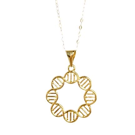 18k Saudi Gold DNA Style Pendant + Tauco Chain