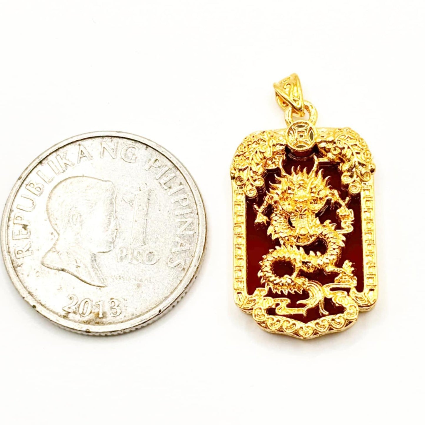 AMPAW/HOLLOW 18k Saudi Gold Bar Dragon  Pendant - SKU-ECUDN32G1