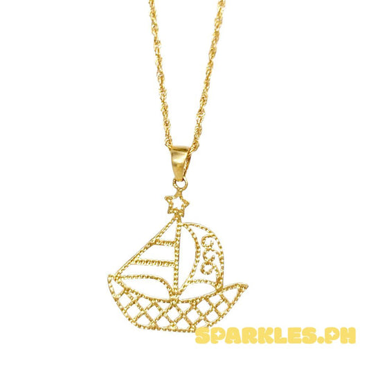 18k Saudi Gold Set Star Boat + Rope Chain 20"