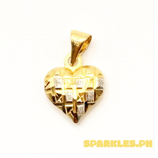 18k Saudi Gold Heart 2Tone Pendant Solid Pawnable