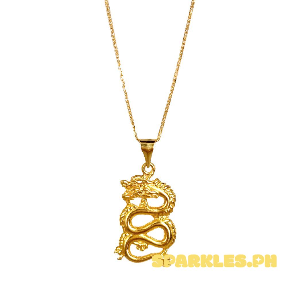 18k Saudi Gold Set Spiral Dragon + Foxtail Chain 18"