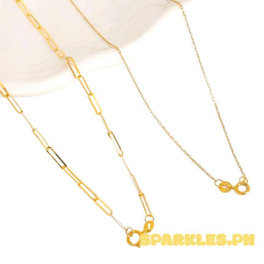 18k Saudi Gold Combo 2×5mm Paperclip Chain 20" + Karkar Chain 20"