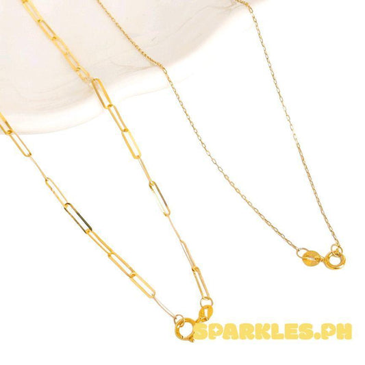 18k Saudi Gold Combo 2×5mm Paperclip Chain 20" + Karkar Chain 20"