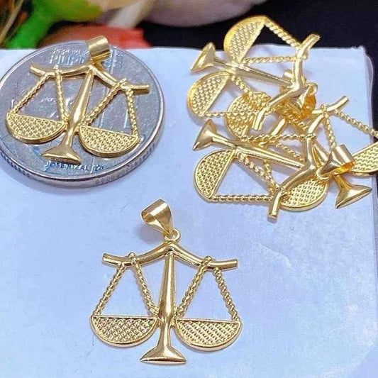 18k Saudi Gold Libra Pendant Solido Lightweight
