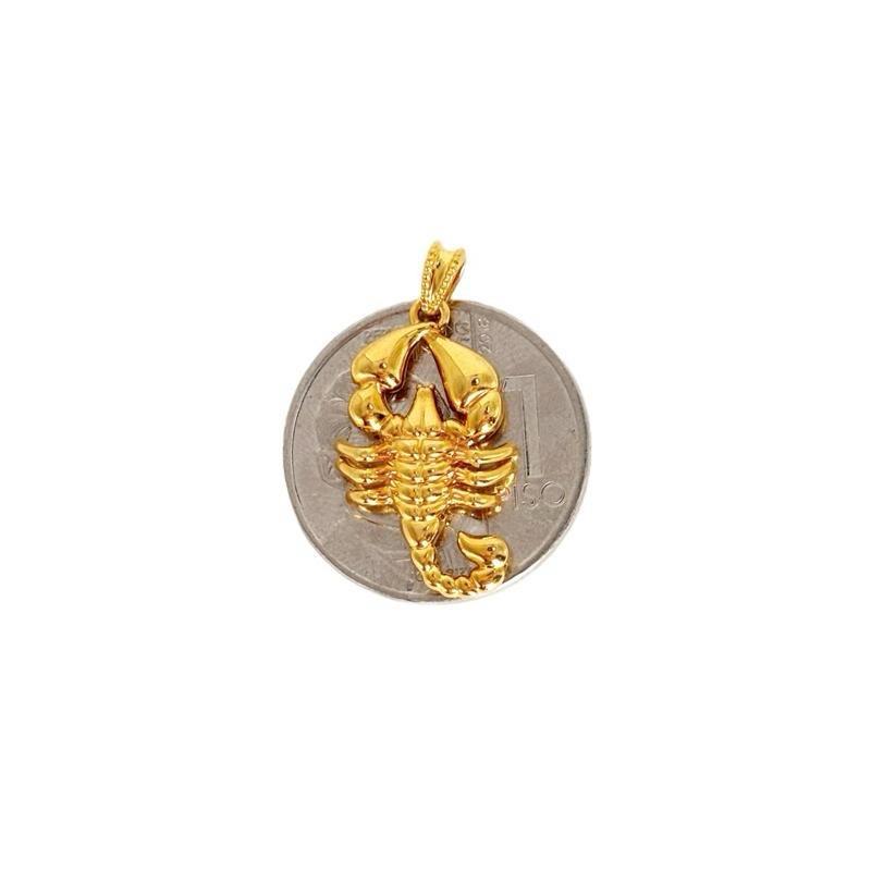 18k Saudi Gold AMPAW/HOLLOW Scorpion Pendant + Foxtail Chain 18”