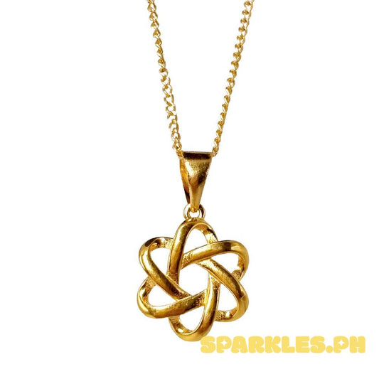 18k Saudi Gold Set Twist Flower + Cadena Chain 20"