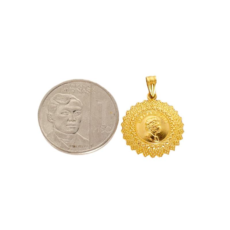 18k Saudi Gold Set Queen Elizabeth Medallion + Big Tauco Chain 18”