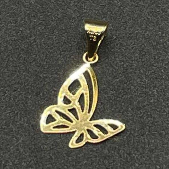 18k Saudi Gold Mariposa Pendant Solid Pawnable - SKU-QDO28W5P
