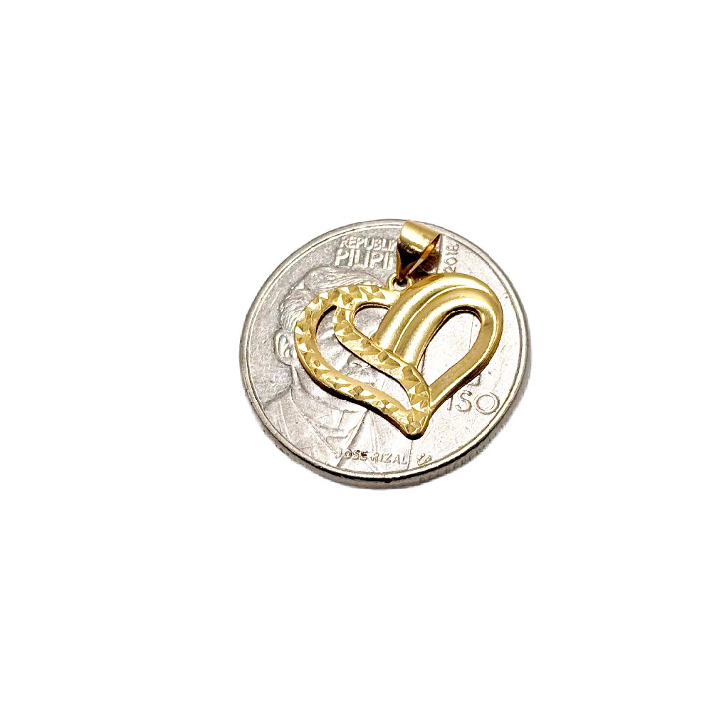 18k Saudi Gold Duo Heart Pendant - SKU-Z9YJ4WBT