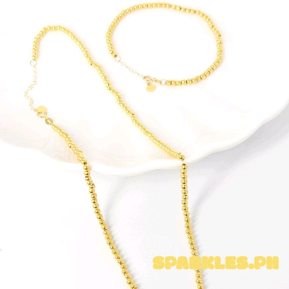 18k Saudi Gold Set Bubble Necklace & Bubble Bracelet