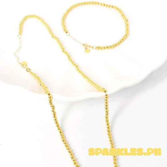 18k Saudi Gold Set Bubble Necklace & Bubble Bracelet