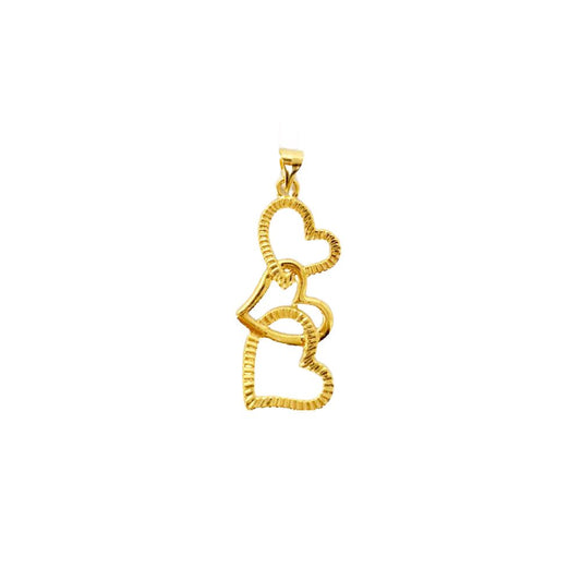 18k Saudi Gold Triple Linked Heart - SKU-9T0MIXOZ