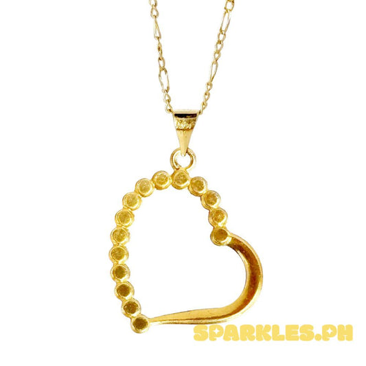 18k Saudi Gold Set Bubble Heart + Figaru Chain 20"