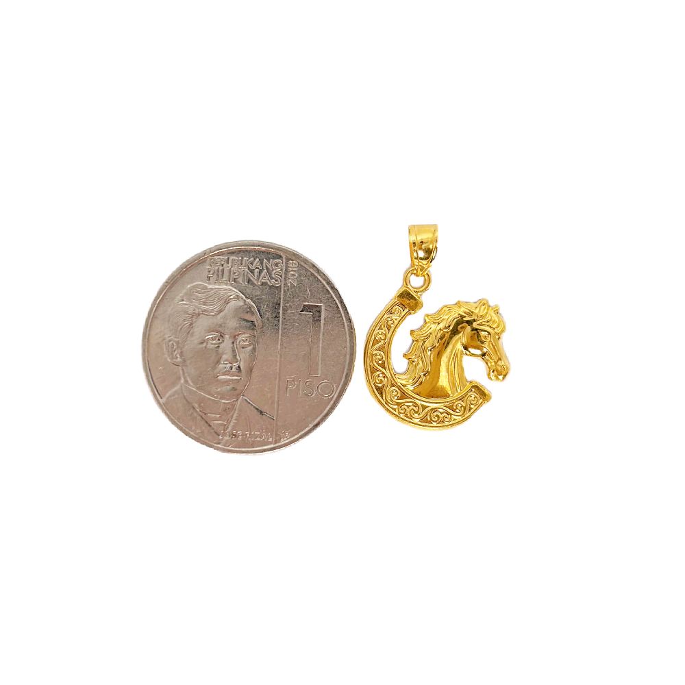 18k Saudi Gold Set Horseshoe Pendant - SKU-2Y2SZAE7
