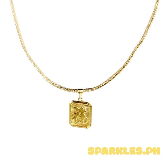 18k Saudi Gold Set Tag Pendant + Cobra Chain