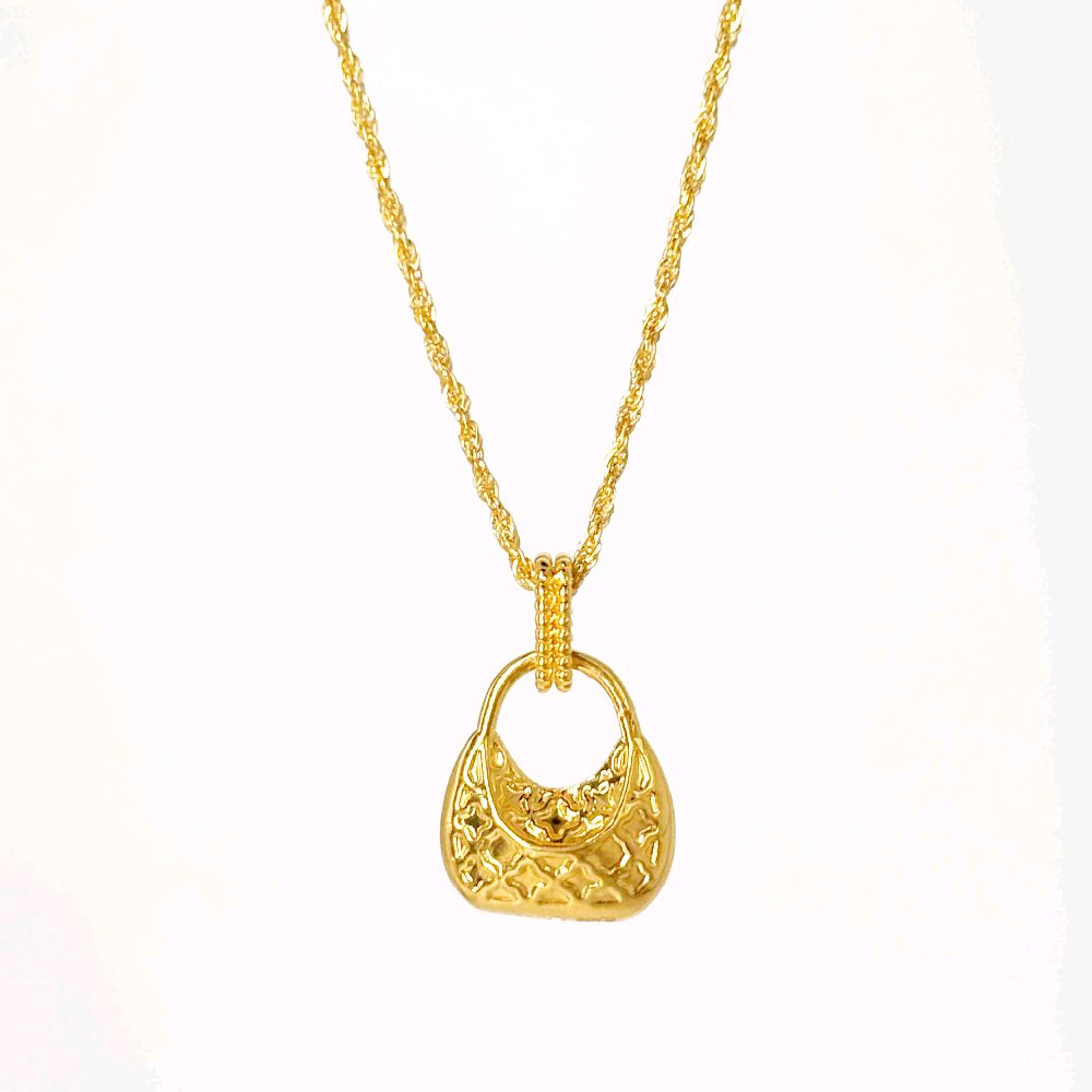 18k Saudi Gold Set KiliKili Style Bag AMPAW + Rope Chain 20"