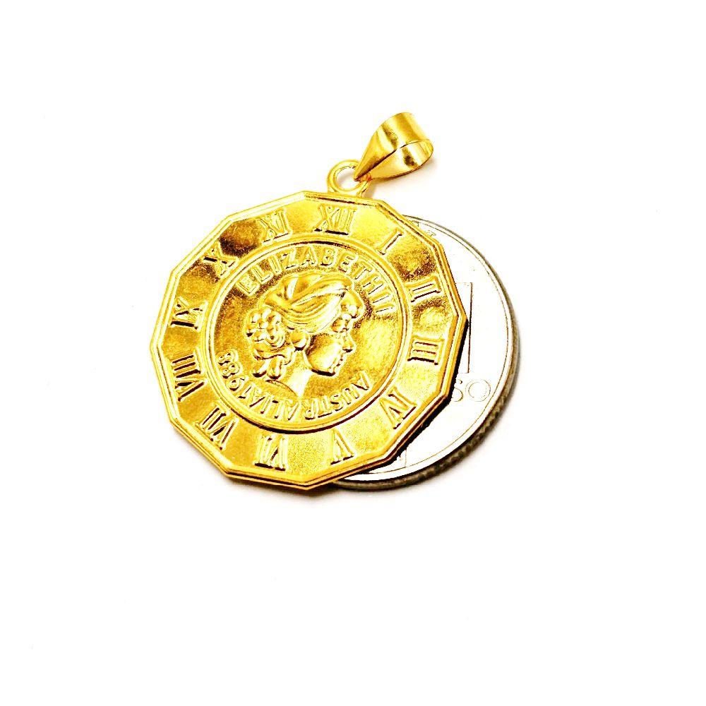 18k Saudi Gold Clock Elizabeth Pendant - SKU-EKXVSB50