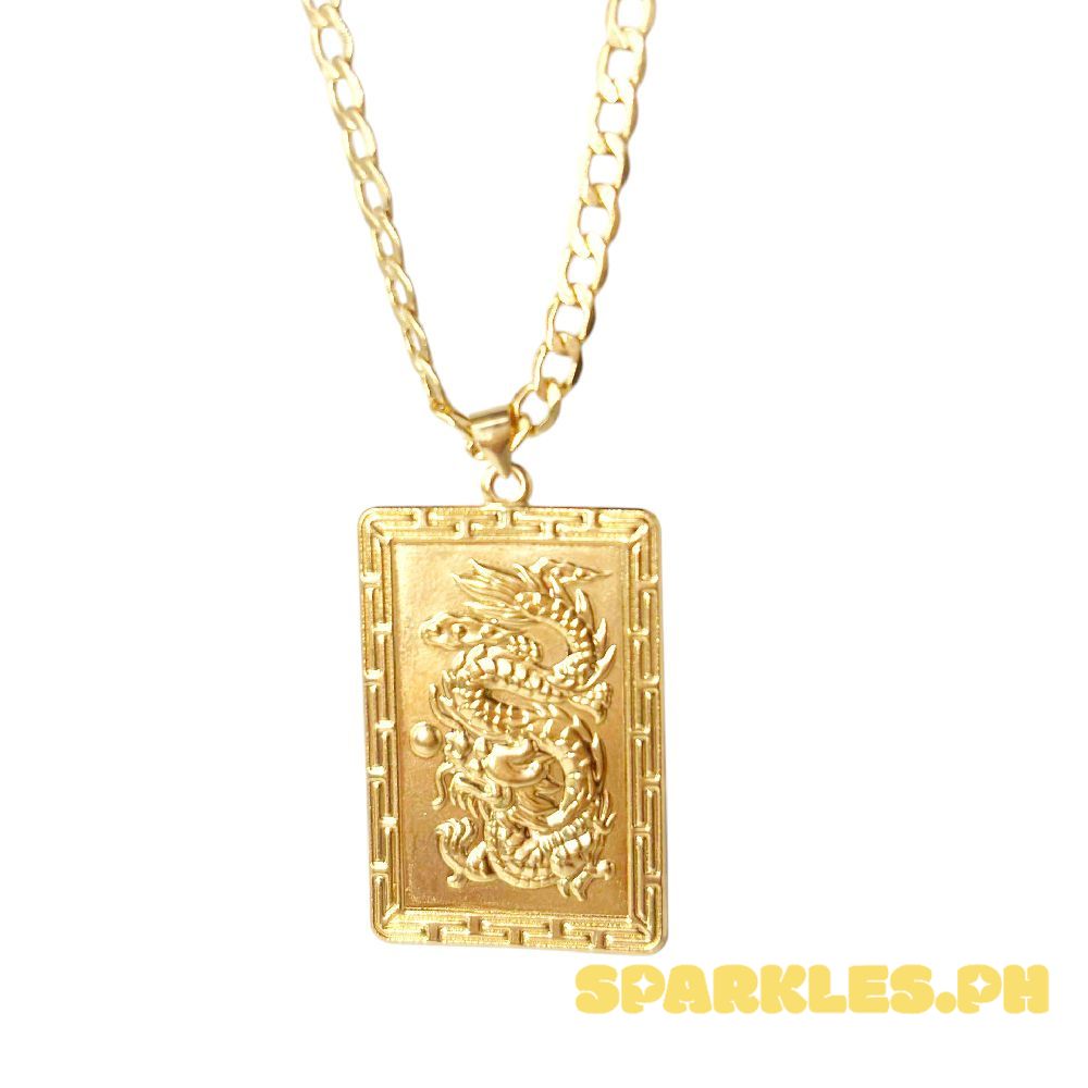 18k Saudi Gold Set Ancient Dragon + Cadena Chain 18" V2