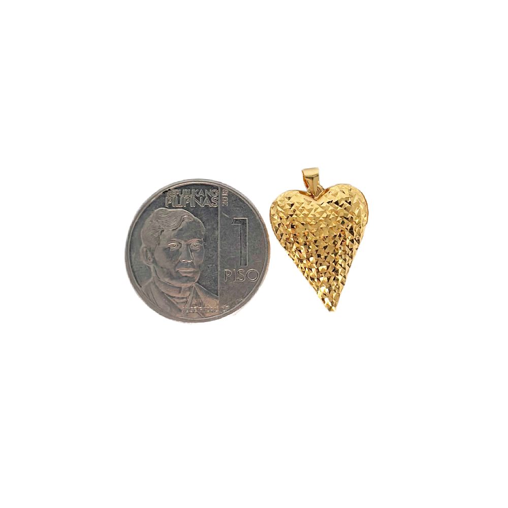 18k Saudi Gold Pyramid Heart Pendant - SKU-1U9G6UWS
