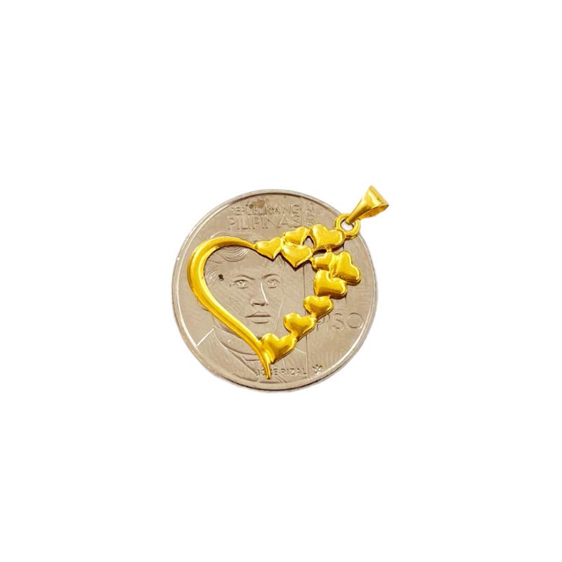 18k Saudi Gold Heart of Hearts + Foxtail Chain Makapal 18”