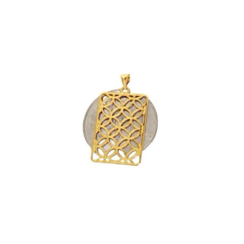 18k Saudi Gold Set Rectangle Money Catcher + Diacut Circle Chain 20”