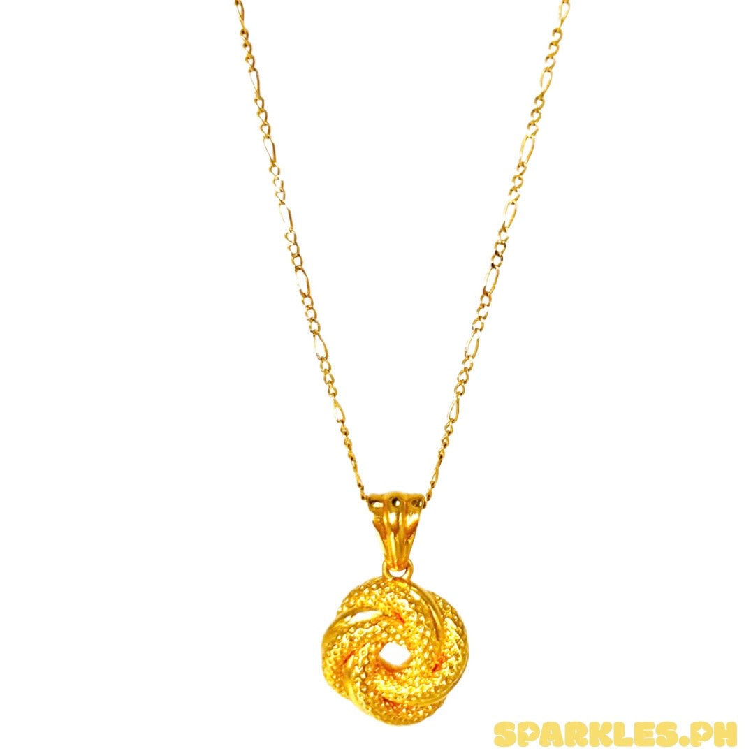 18k Saudi Gold Figaru Chain 18" + 18k Saudi Gold EF Ensaimada Pendant