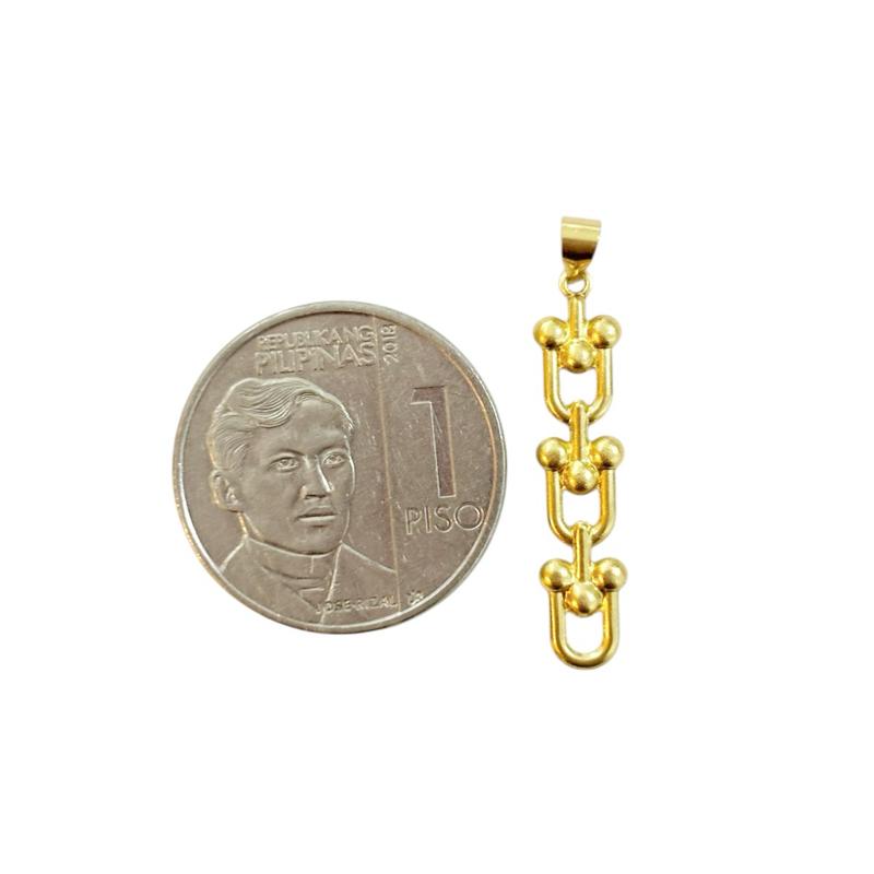 18k Saudi Gold Set Triplet U-Bar + Foxtail Chain 18”