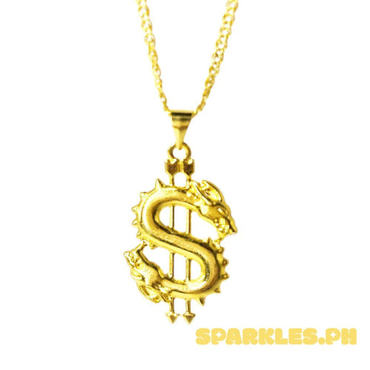 18k Saudi Gold Set Dollar + Tauco Knot 18" Manipis