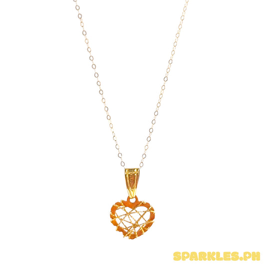 18k Saudi Gold Tauco Chain Level 1 + 18k SAUDI GOLD NET HEART PENDANT
