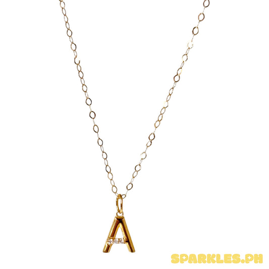18k Natural Diamond - Yellow Gold Initial A V2 Neklace