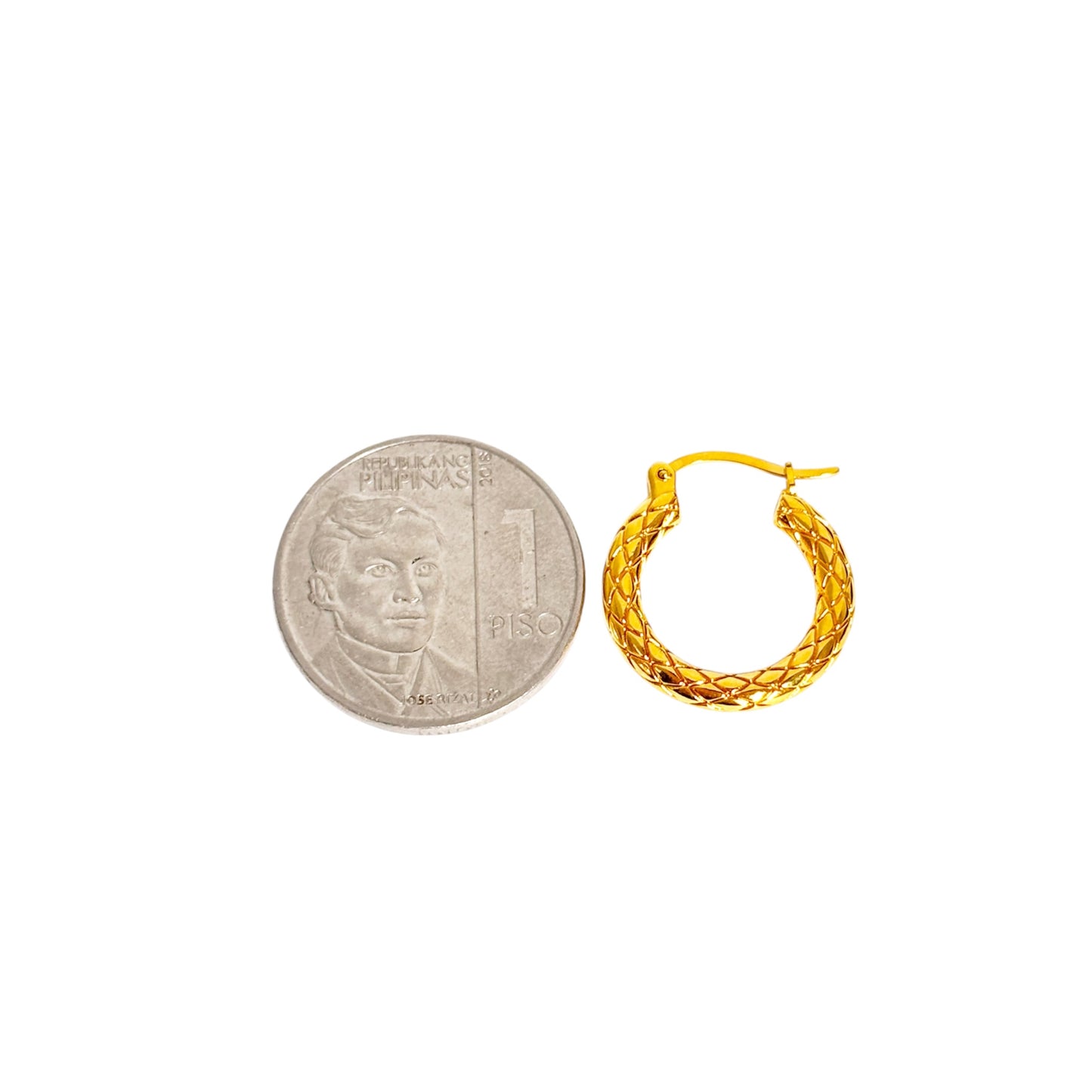 18k Saudi Gold EF Weave Hoop Earring - SKU-M1W13TUF