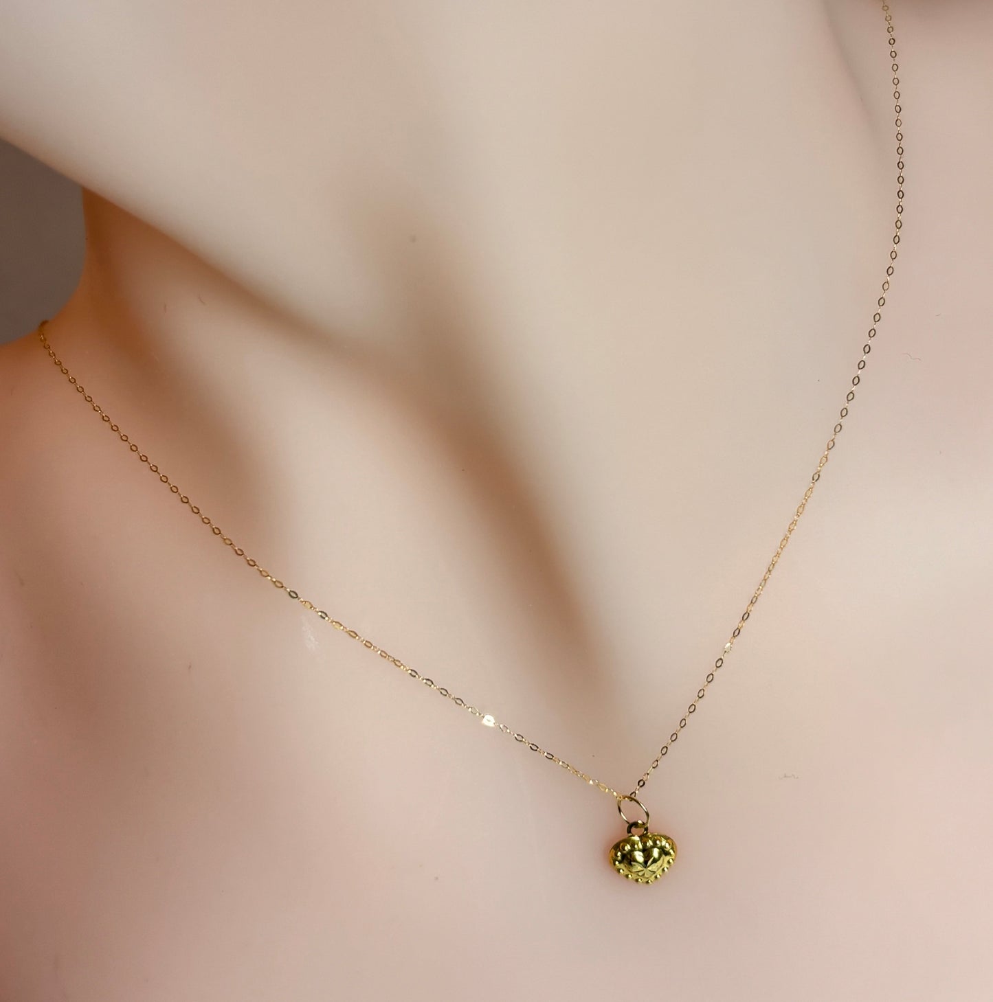 18k Saudi Gold Carved Heartty Open Back Pendantt .11 grams - SKU-85DT1JE2