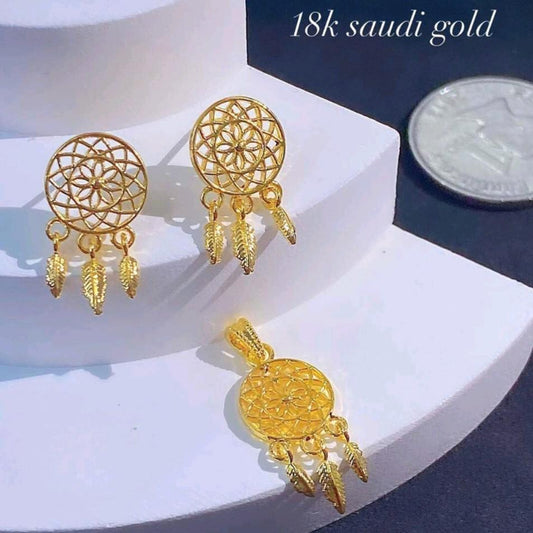 18k Saudi Gold Dream Catcher Ampaw Pendant