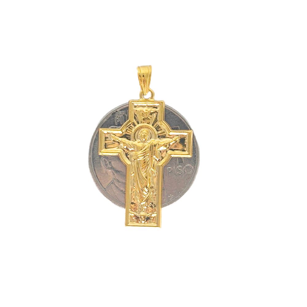 18k Saudi Gold Blessed Cross Pendant - SKU-4NTGZXVL