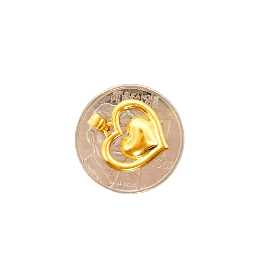 18k Saudi Gold Double Heart Pendant - SKU-STJQ1M2O