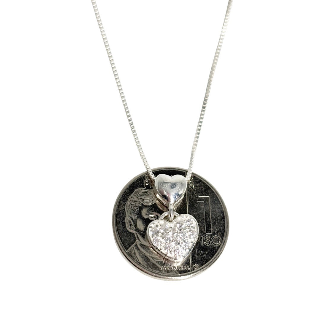 MT - 92.5 Sterling Silver - Heart Drop Necklace