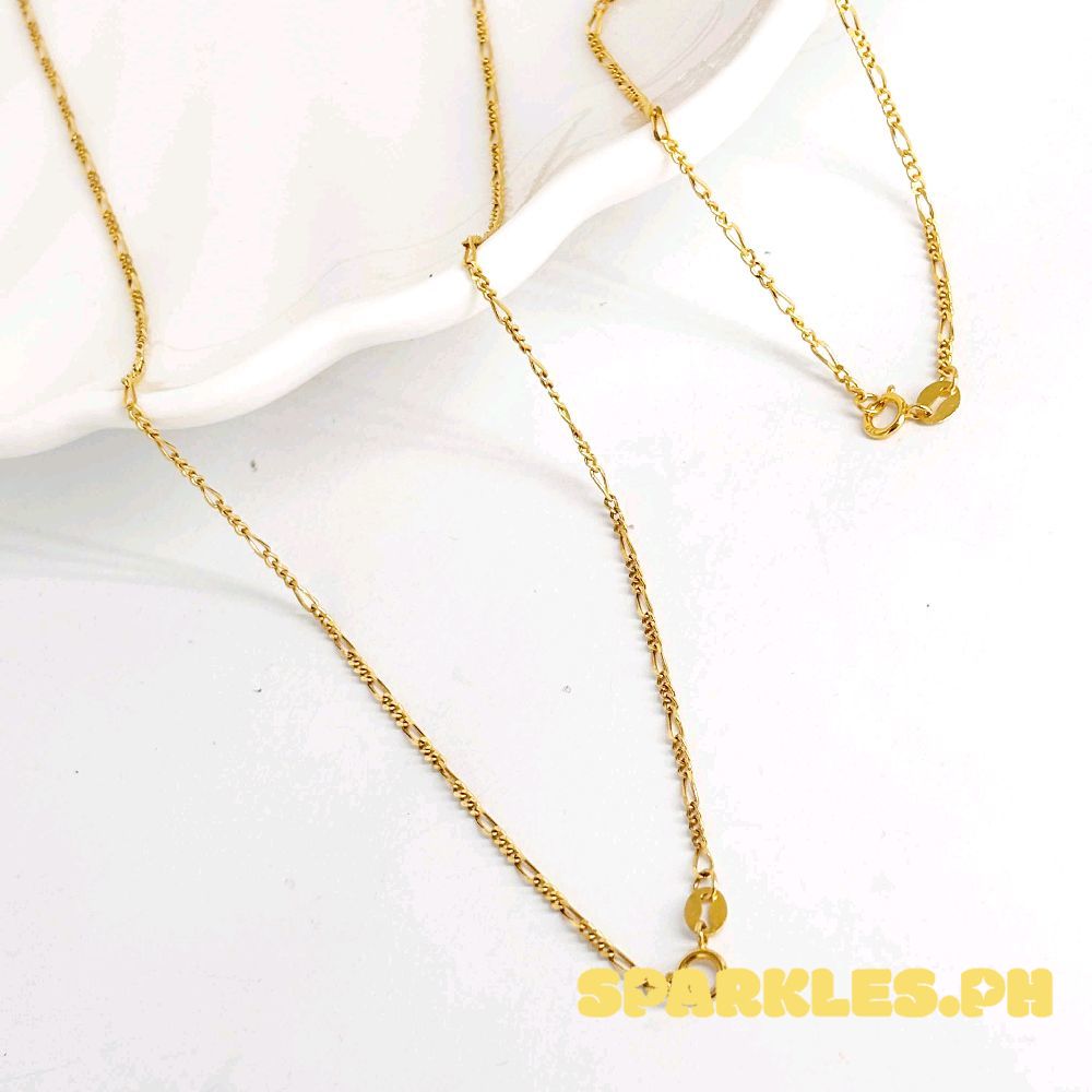 18k Saudi Gold Combo Figaru Chain Makapal 18" & Figaru Bracelet V2