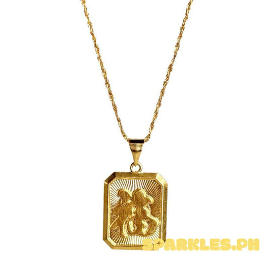 18k Saudi Gold Set Tag Pendant + Rope Chain 18”