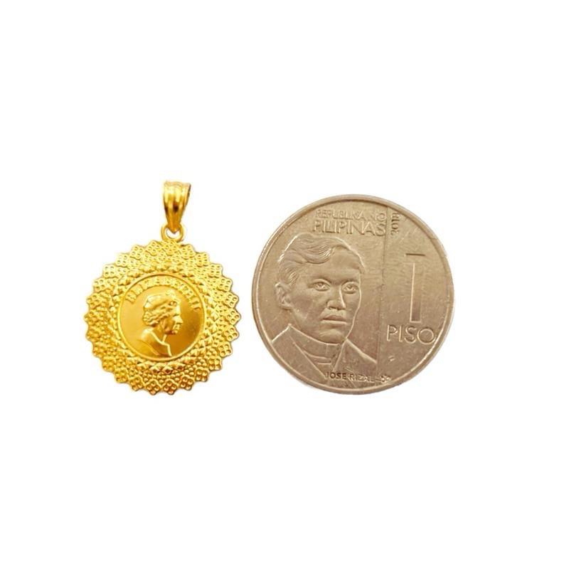 18k Saudi Gold Set Queen Elizabeth Medallion + Bismark Chain 18”