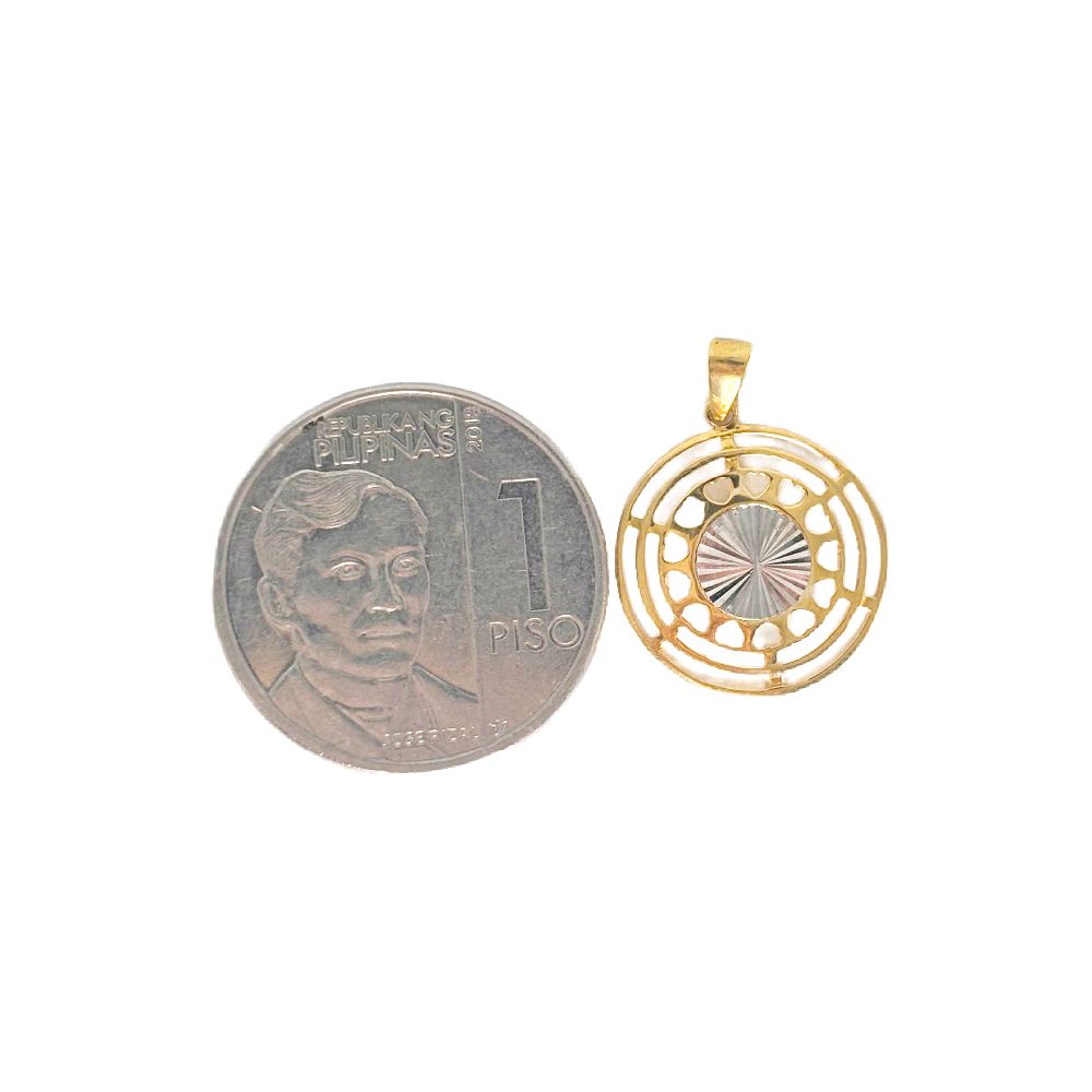 18k Saudi Gold 2Tone Disc Pendant - SKU-HEPZNC33
