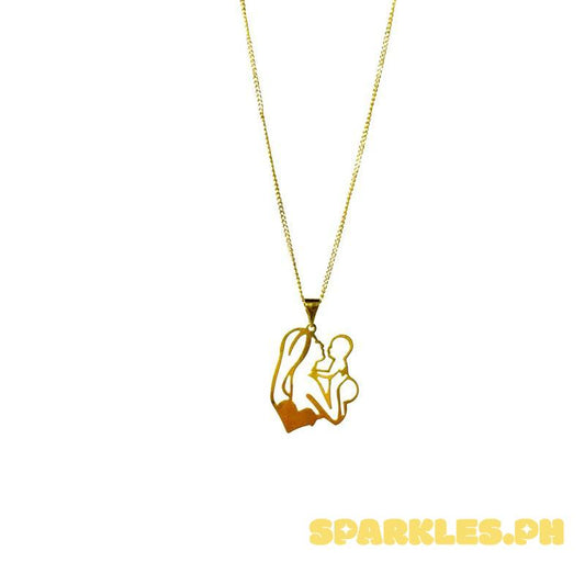 18k Saudi Gold Open Mary & Child Pendant + Cadena Chain 16”