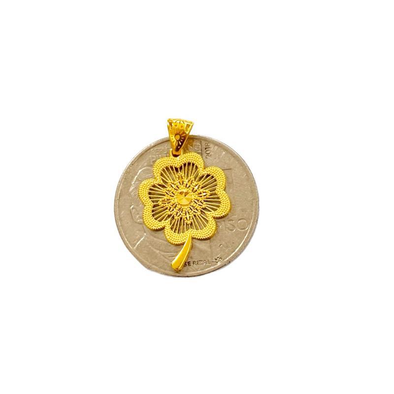 18k Saudi Gold Set Flower Drops + Diacut Circle Chain 18”
