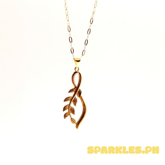 18k Saudi Gold Set Petal Design + Micro PaperClip Chain 16"
