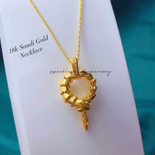 #1 Snake Necklace Set Pendant & Chain 18k Saudi Gold