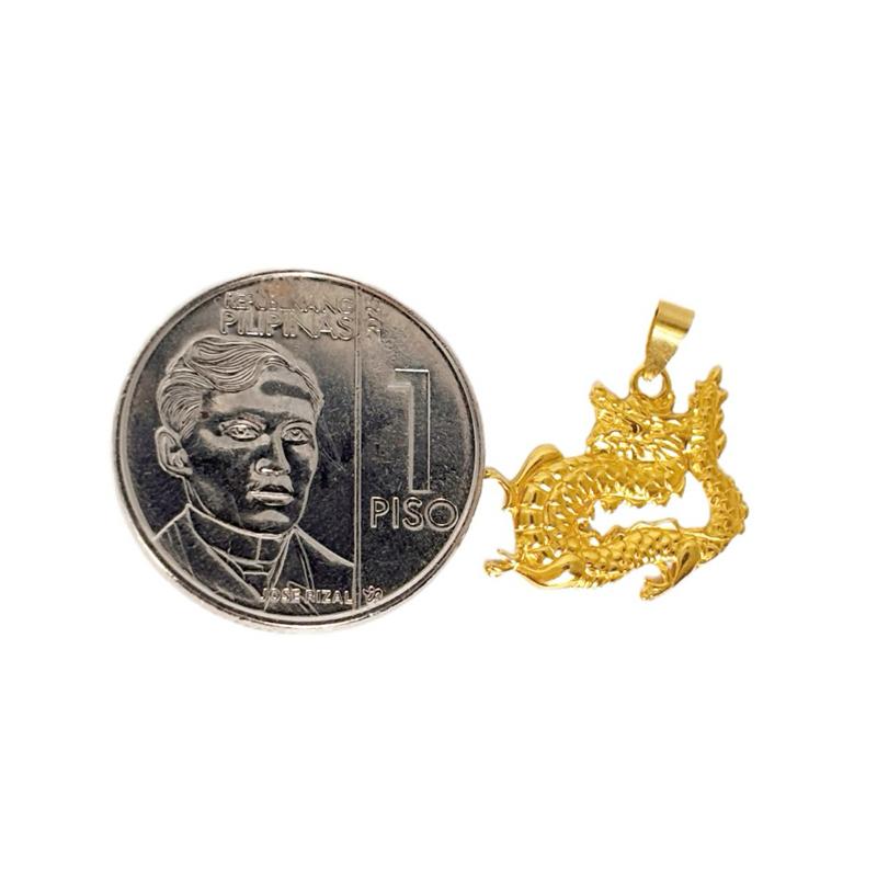 18k Saudi Gold Set Dancing Dragon + Figaru Chain 18”