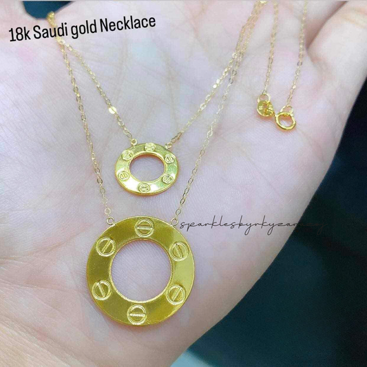 Twin Karkar Necklace Solid 18k Saudi Gold