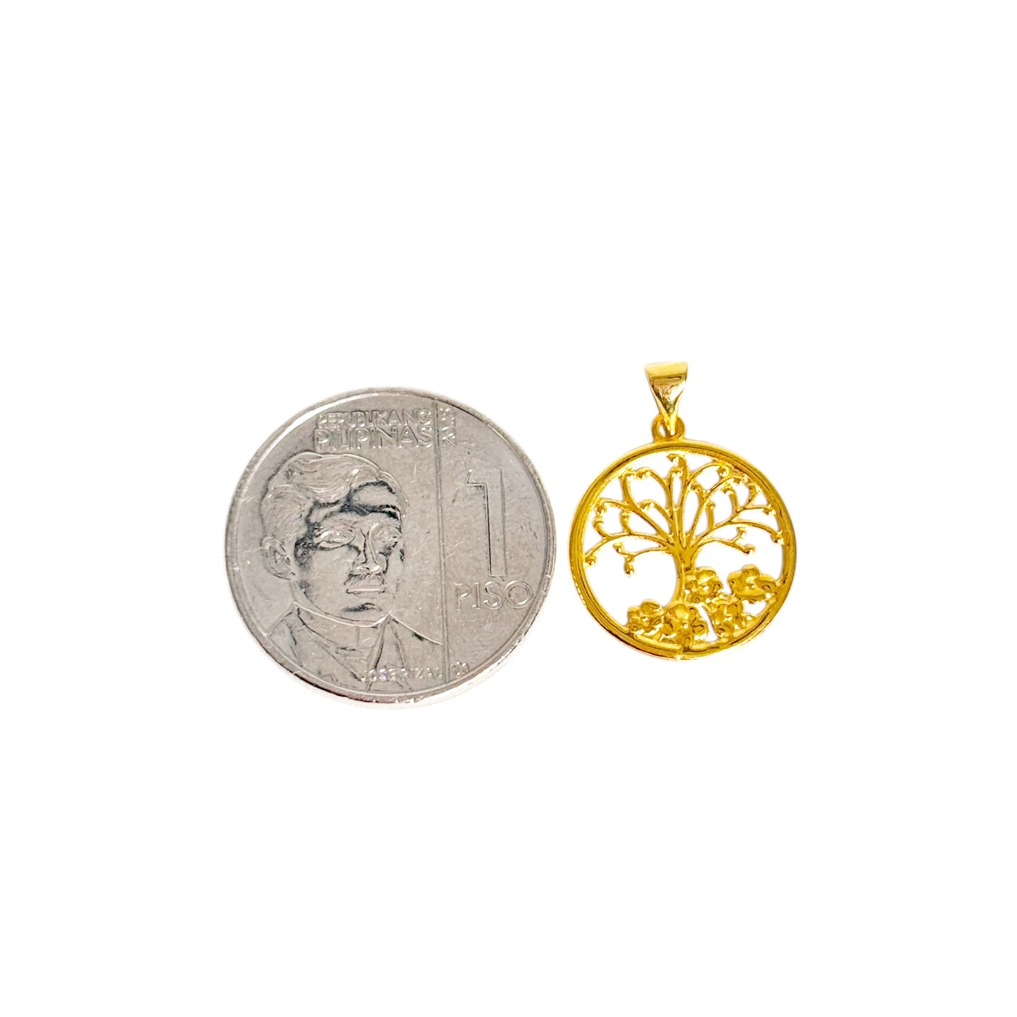 18k Saudi Gold Circle Tree Pendant .29 grams - SKU-9LFBGGE5
