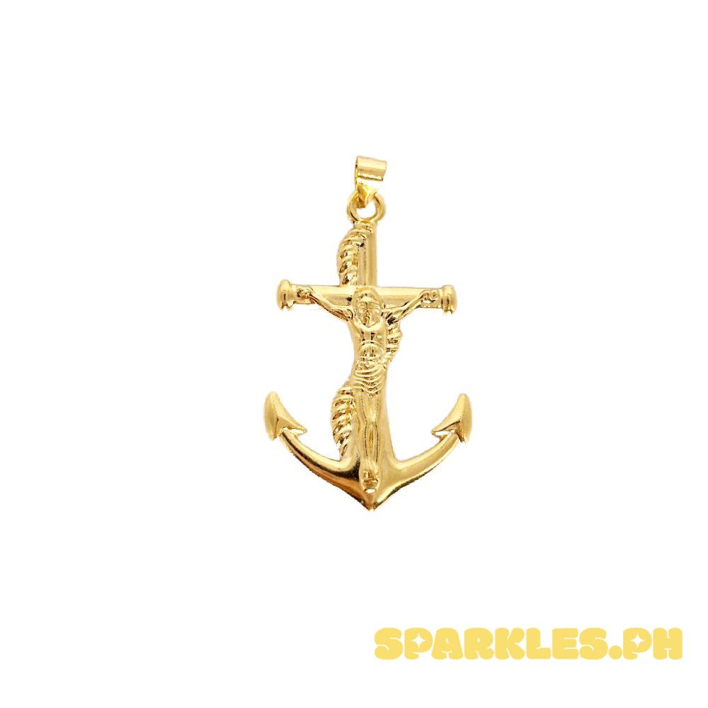 18k Saudi Gold Jesus Anchor Pendant - SKU-9ARYXBO5