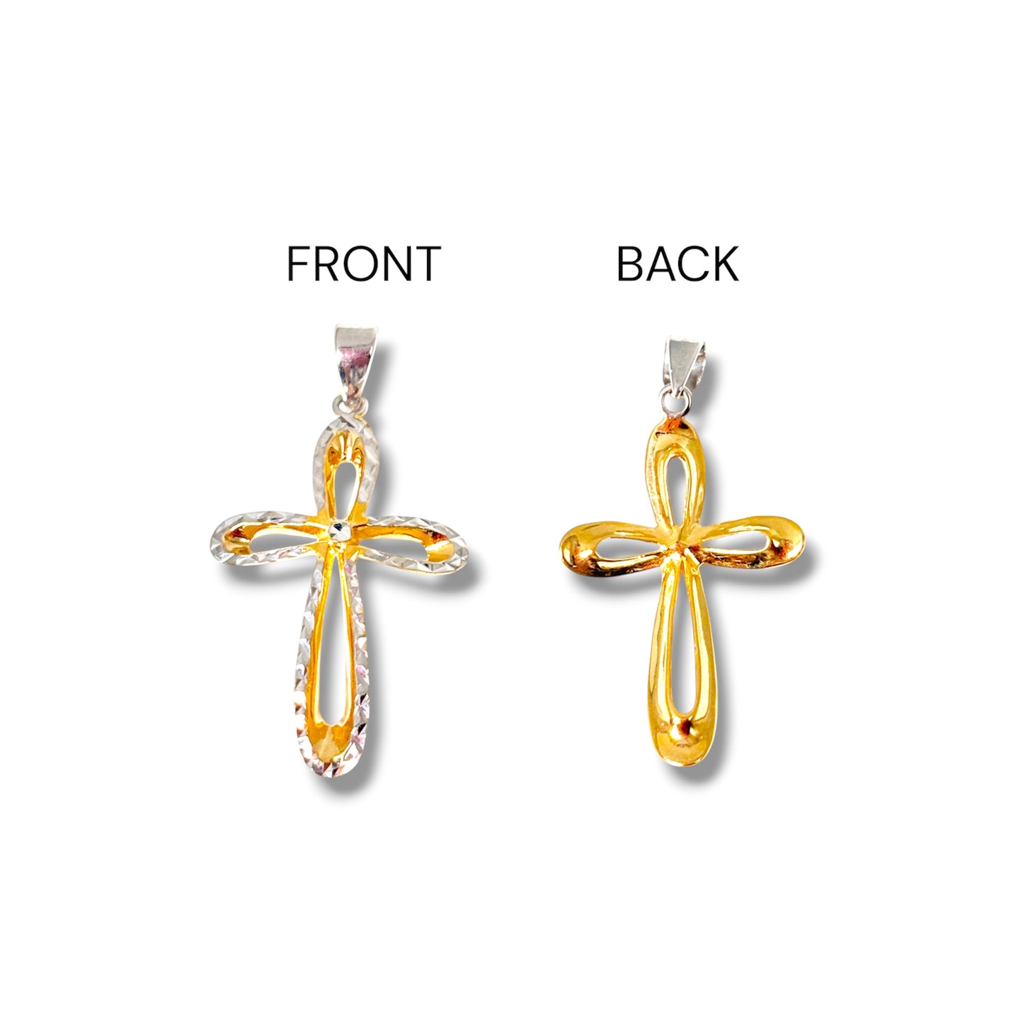 18k Saudi Gold 2Tone Cross Pendant